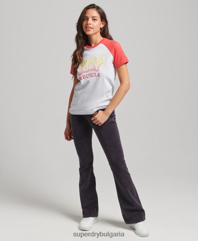 Superdry облекло N00H6237 сиво Жени рециклирана реглан тениска