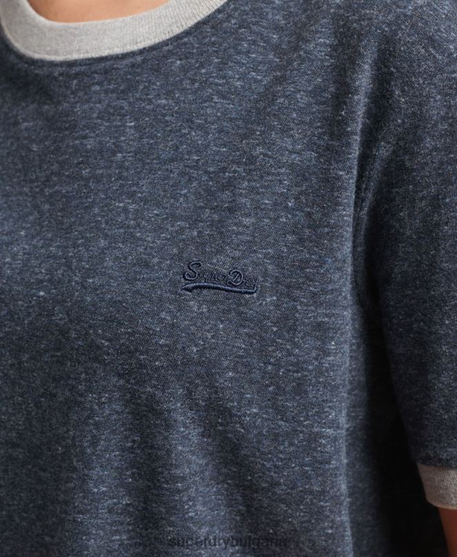 Superdry облекло N00H6239 военноморски флот Жени ретро тениска с лого от органичен памук