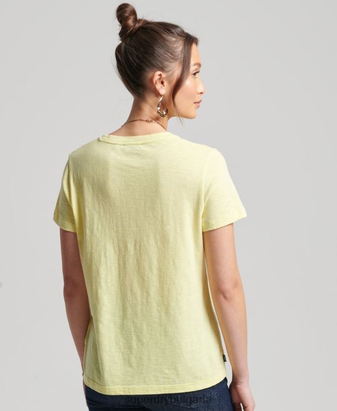 Superdry облекло N00H6240 жълто Жени джобна тениска от органичен памук studios