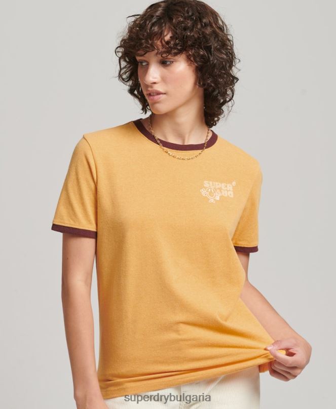 Superdry облекло N00H6241 жълто Жени рециклирана тениска на звънене