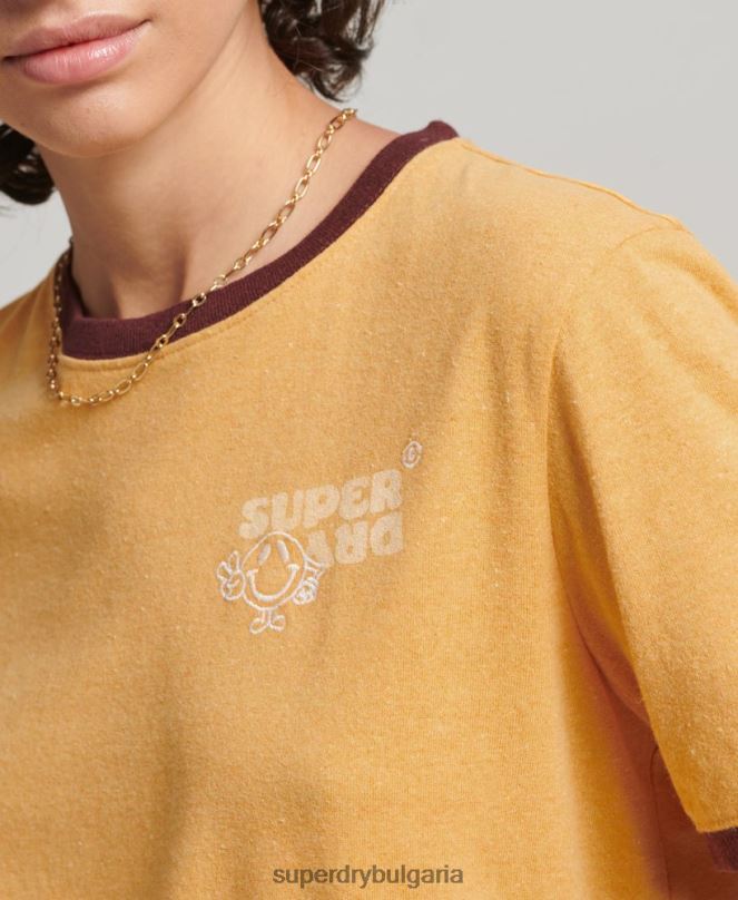 Superdry облекло N00H6241 жълто Жени рециклирана тениска на звънене