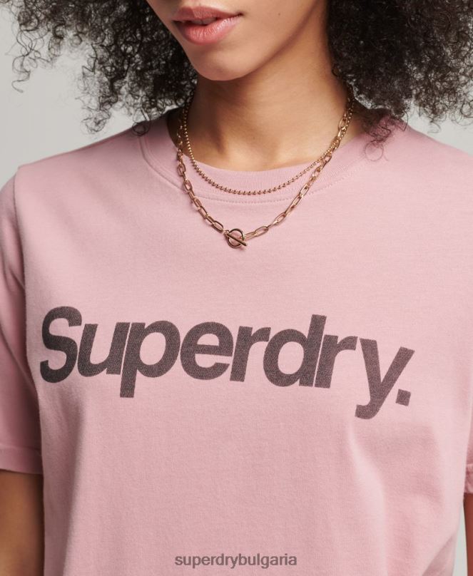 Superdry облекло N00H6242 розово Жени тениска с основно лого