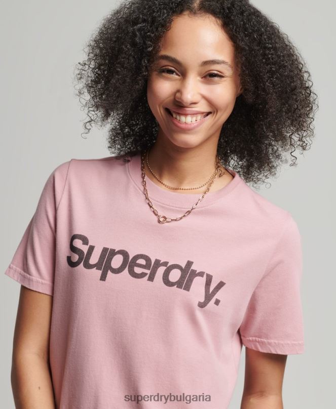 Superdry облекло N00H6242 розово Жени тениска с основно лого