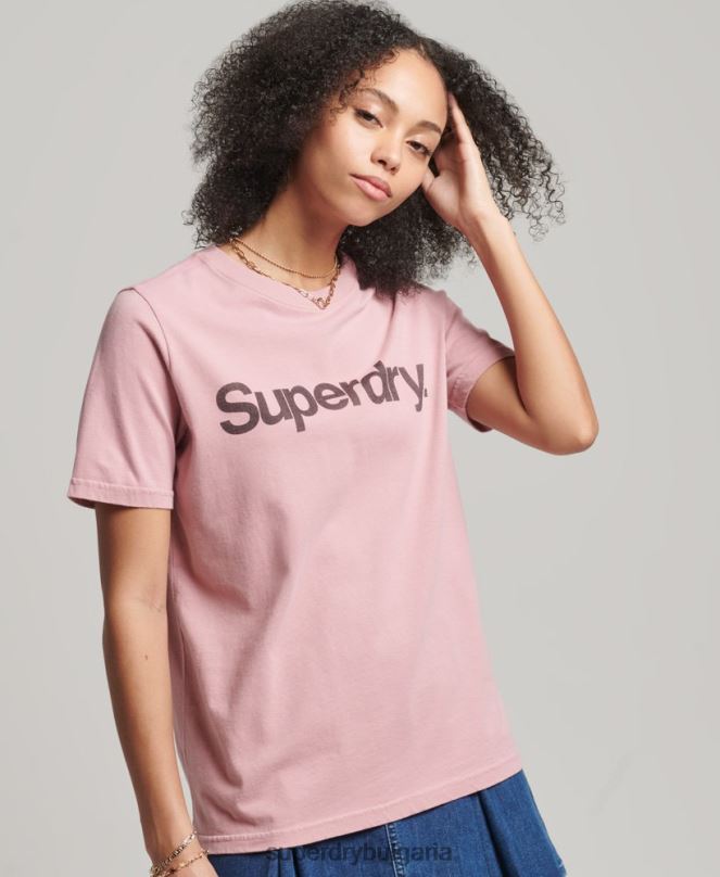 Superdry облекло N00H6242 розово Жени тениска с основно лого