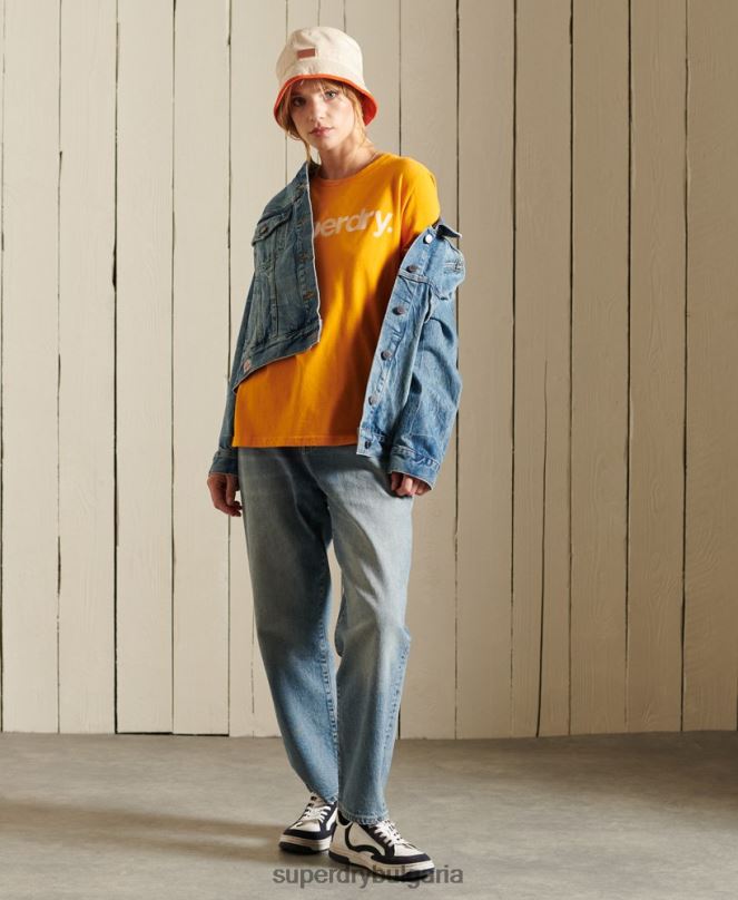 Superdry облекло N00H6244 злато Жени тениска с основно лого