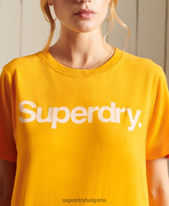 Superdry облекло N00H6244 злато Жени тениска с основно лого