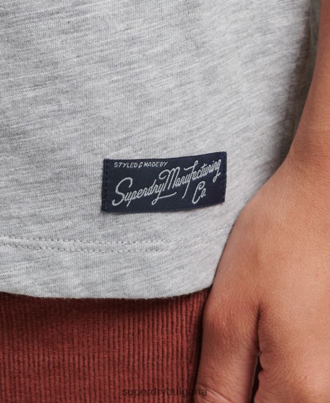 Superdry облекло N00H6247 сиво Жени Свободна тениска с лого на 90-те