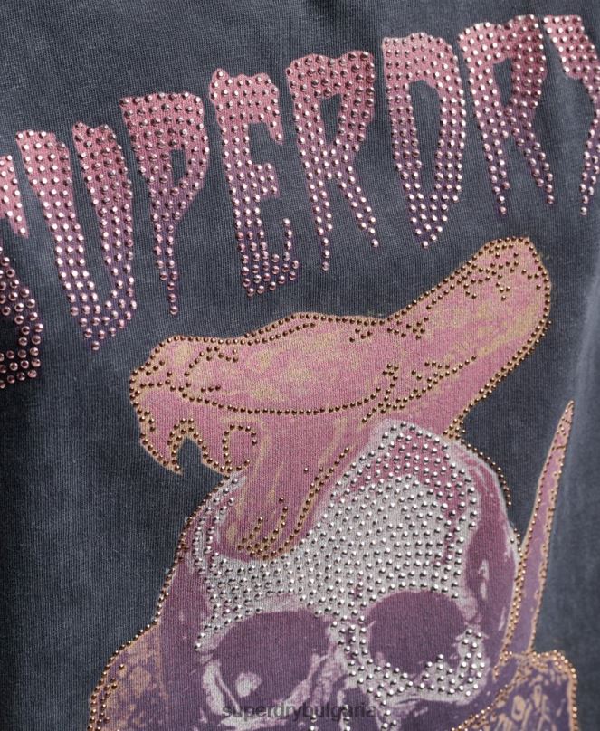 Superdry облекло N00H6248 черен Жени метална тениска с марка