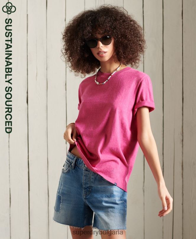 Superdry облекло N00H6249 розово Жени тениска от органичен памук