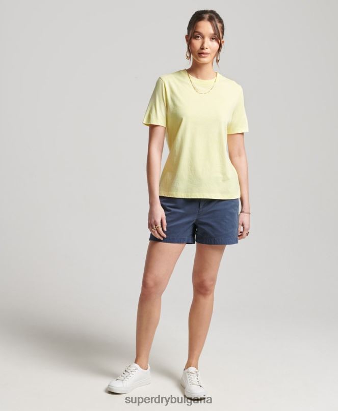 Superdry облекло N00H6250 жълто Жени органичен памук studios есенциална тениска