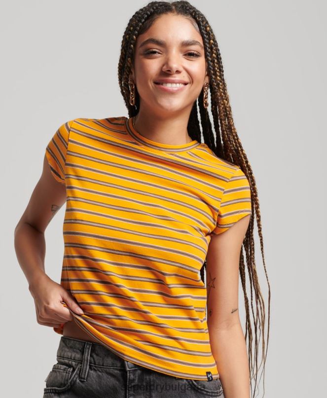 Superdry облекло N00H6252 злато Жени ретро изрязана тениска