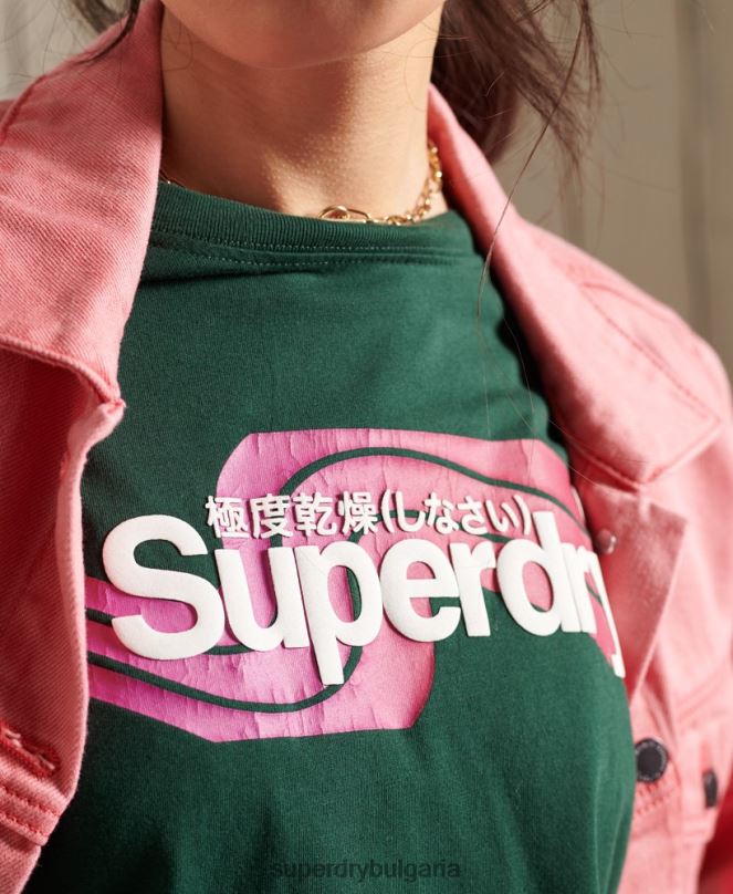 Superdry облекло N00H6253 тюркоаз Жени тениска cali с лого на Core