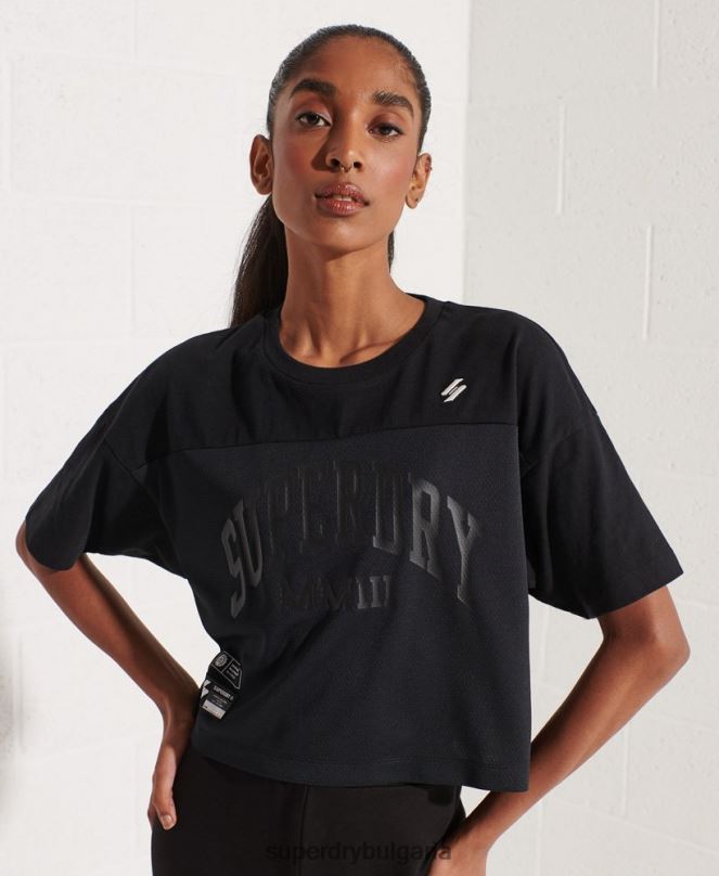 Superdry облекло N00H6259 черен Жени квадратна тениска с университетска арка