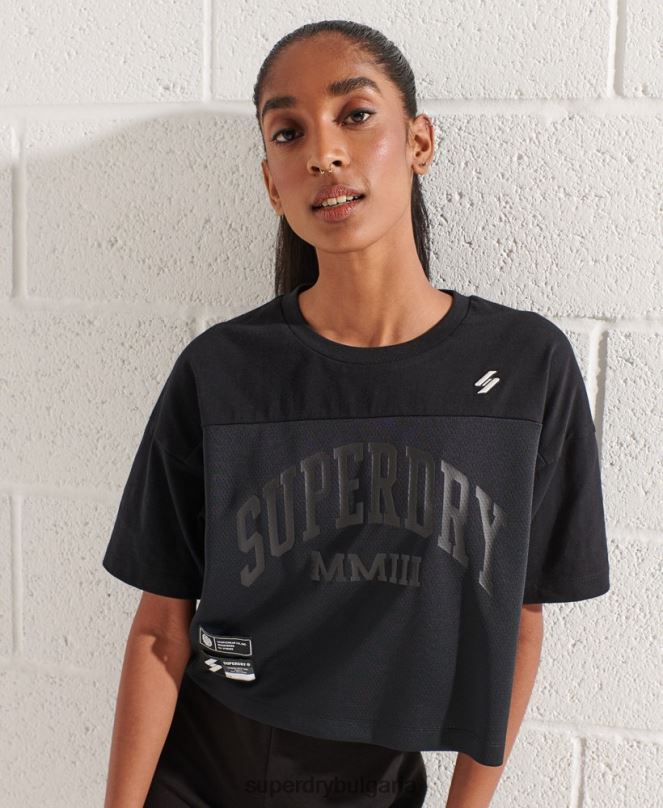 Superdry облекло N00H6259 черен Жени квадратна тениска с университетска арка