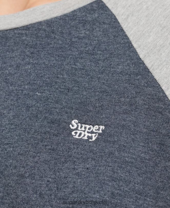 Superdry облекло N00H6260 военноморски флот Жени тениска raglan от органичен памук cali stripe 2.0