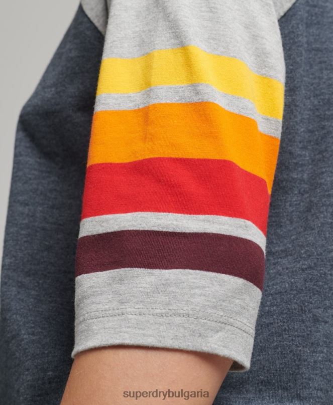 Superdry облекло N00H6260 военноморски флот Жени тениска raglan от органичен памук cali stripe 2.0
