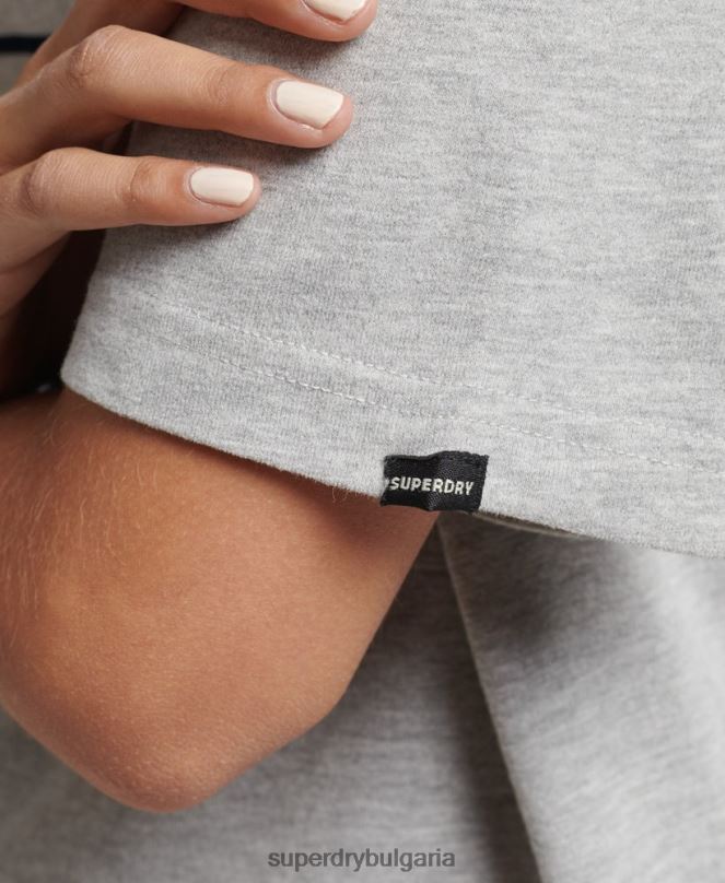 Superdry облекло N00H6261 сиво Жени тениска тип дъга с ретро лого