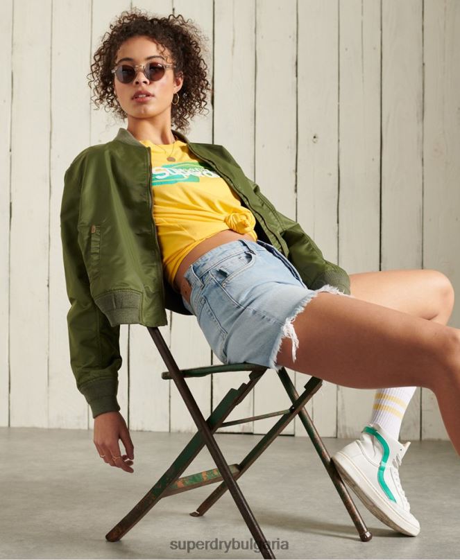 Superdry облекло N00H6263 жълто Жени тениска cali с лого на Core