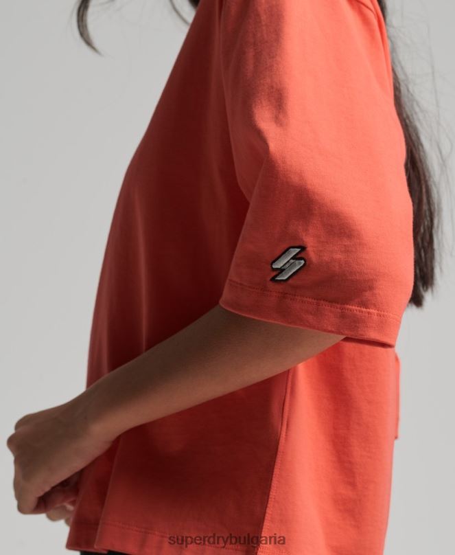 Superdry облекло N00H6264 корал Жени квадратна тениска с бродирано микро лого