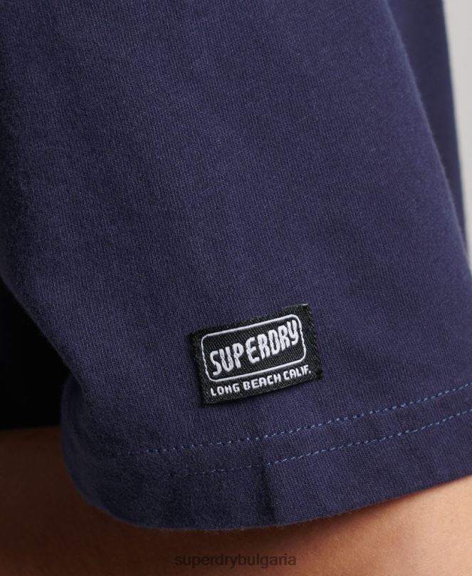 Superdry облекло N00H6267 военноморски флот Жени реколта кали тениска