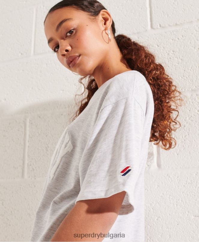 Superdry облекло N00H6268 светло сив Жени моно тениска с университетска арка