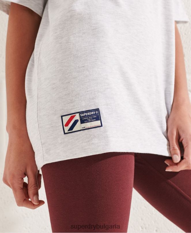Superdry облекло N00H6268 светло сив Жени моно тениска с университетска арка