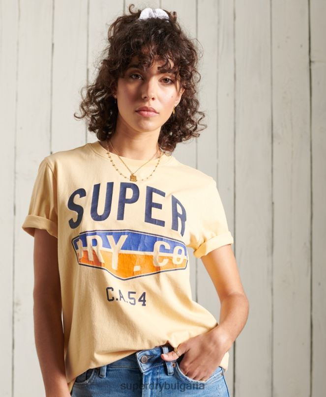 Superdry облекло N00H6271 жълто Жени класическа тениска cali surf
