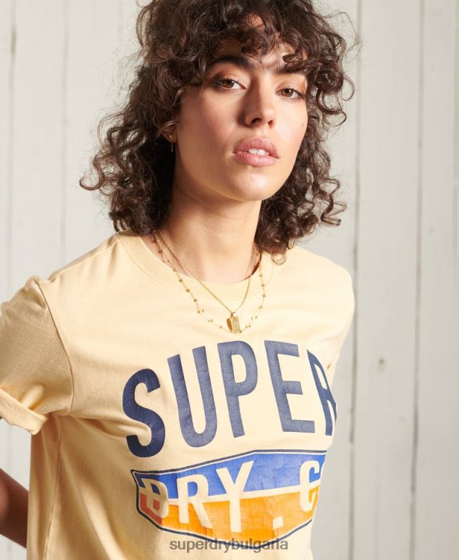 Superdry облекло N00H6271 жълто Жени класическа тениска cali surf