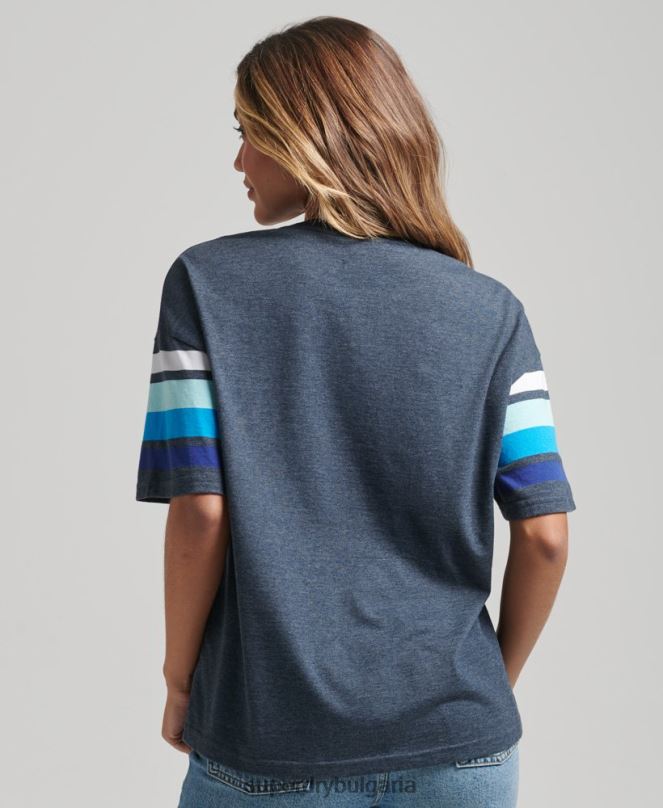 Superdry облекло N00H6272 военноморски флот Жени органичен памук cali stripe 2.0 тениска
