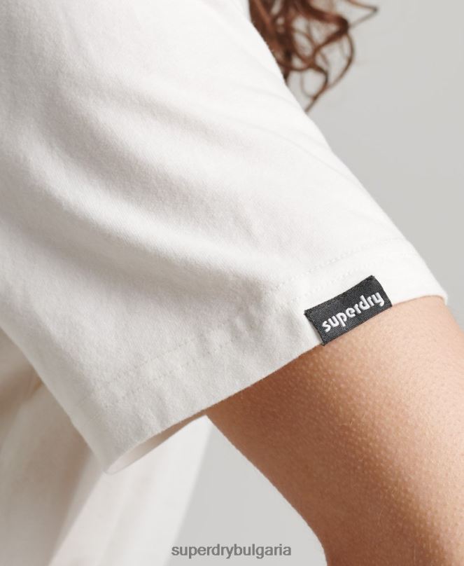 Superdry облекло N00H6276 бяло Жени Тениска с теренна графика от 90-те