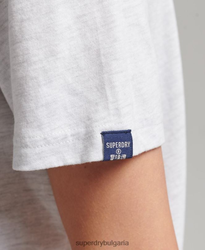 Superdry облекло N00H6277 светло сив Жени тениска с цветя в стил скрипт