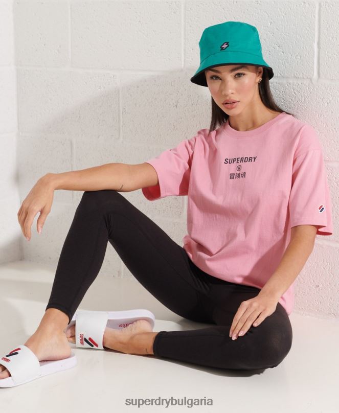 Superdry облекло N00H6278 розово Жени светла тениска с фирмено лого