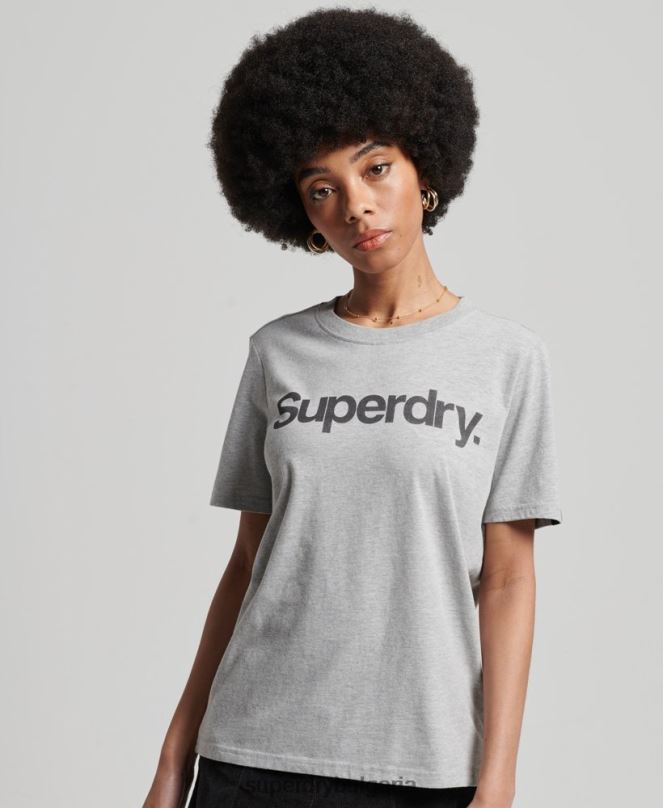 Superdry облекло N00H6281 светло сив Жени тениска с основно лого