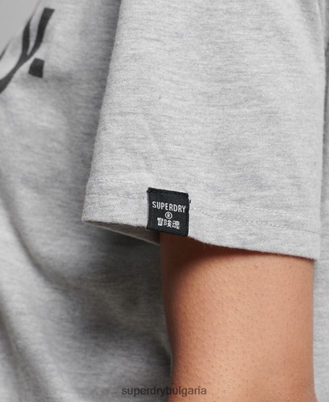 Superdry облекло N00H6281 светло сив Жени тениска с основно лого