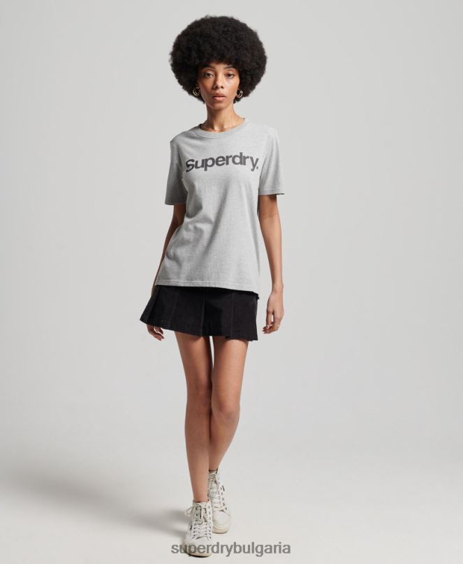 Superdry облекло N00H6281 светло сив Жени тениска с основно лого