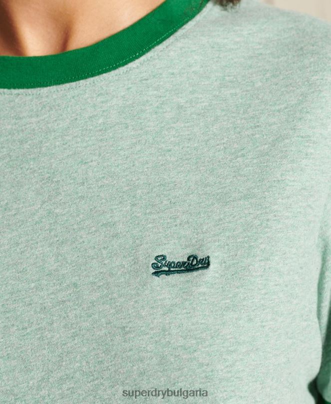 Superdry облекло N00H6282 зелено Жени ретро тениска с лого от органичен памук