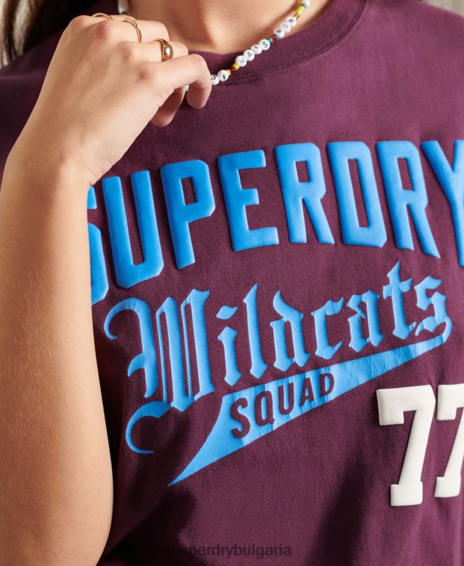 Superdry облекло N00H6285 лилаво Жени колегиална кали щатска тениска