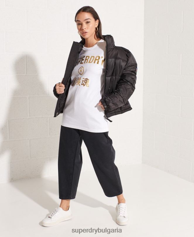 Superdry облекло N00H6286 бяло Жени тениска от фолио с лого на сътрудничество