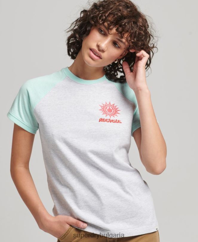Superdry облекло N00H6287 сиво Жени рециклирана реглан тениска