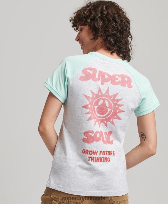 Superdry облекло N00H6287 сиво Жени рециклирана реглан тениска