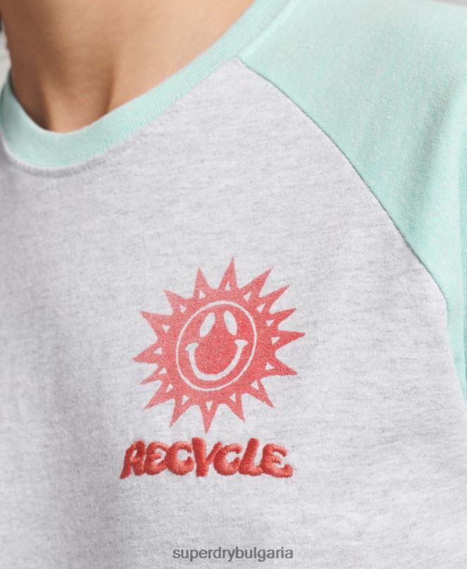Superdry облекло N00H6287 сиво Жени рециклирана реглан тениска