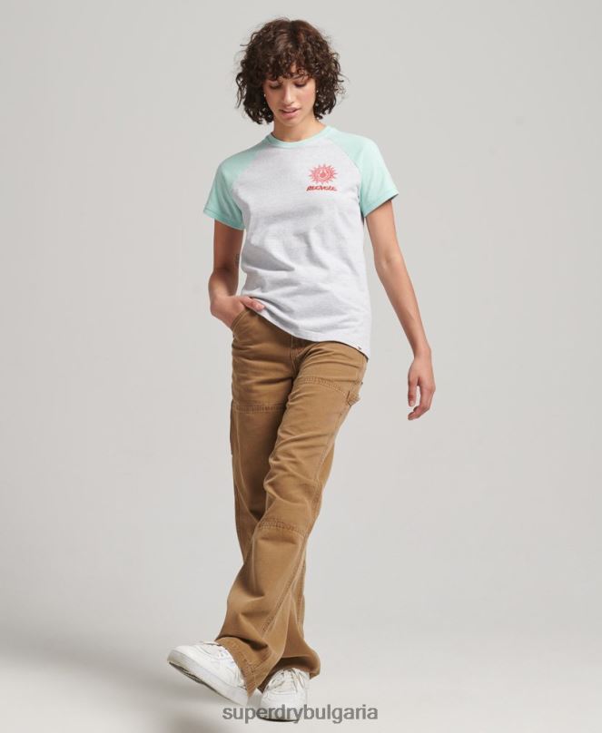 Superdry облекло N00H6287 сиво Жени рециклирана реглан тениска