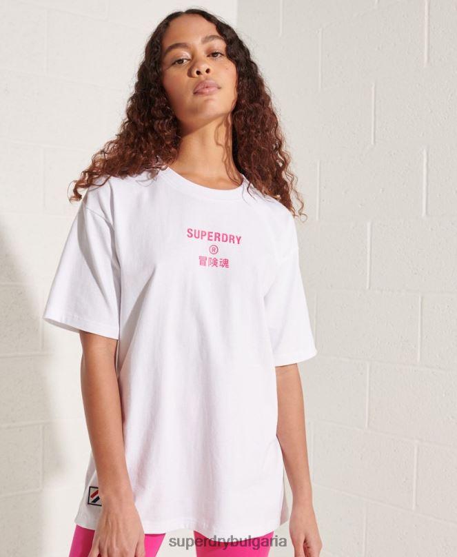 Superdry облекло N00H6289 бяло Жени светла тениска с фирмено лого