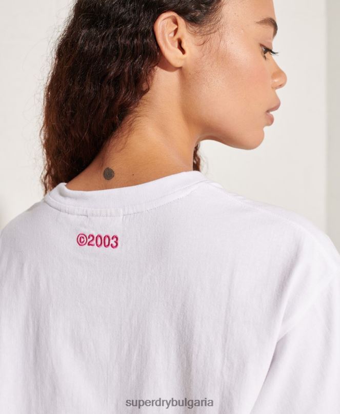 Superdry облекло N00H6289 бяло Жени светла тениска с фирмено лого