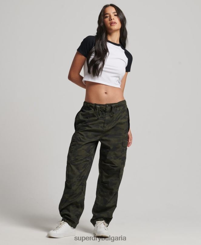 Superdry облекло N00H6290 бяло Жени изрязана бейзболна тениска от органичен памук