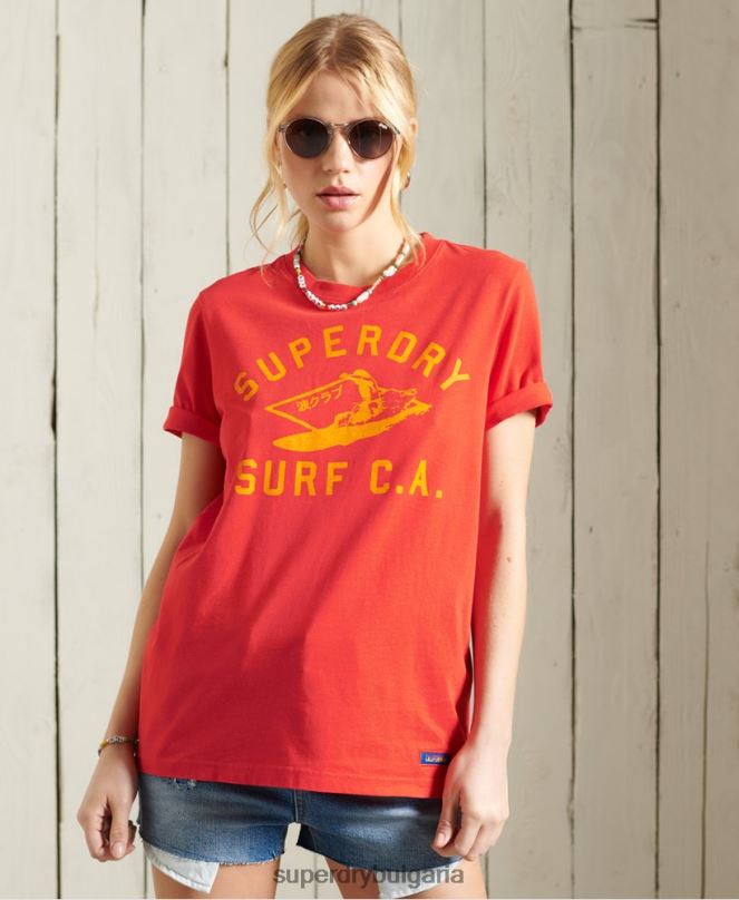 Superdry облекло N00H6292 червен Жени класическа тениска cali surf