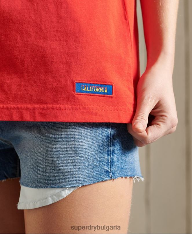 Superdry облекло N00H6292 червен Жени класическа тениска cali surf