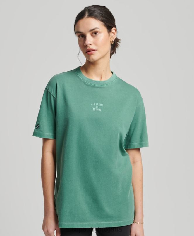 Superdry облекло N00H6293 зелено Жени код ядро ​​лого дреха боядисване широка тениска