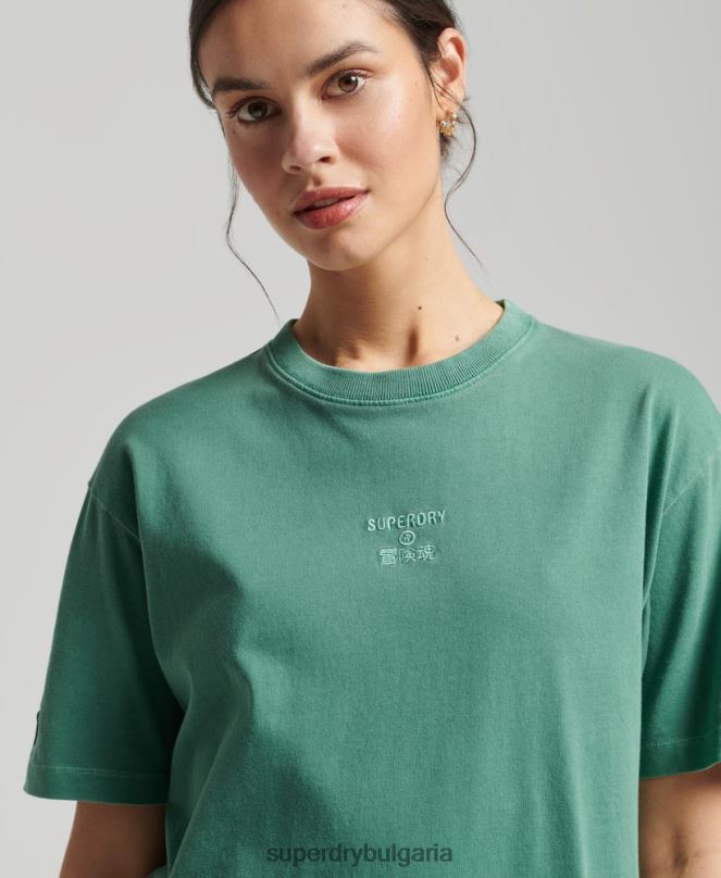 Superdry облекло N00H6293 зелено Жени код ядро ​​лого дреха боядисване широка тениска
