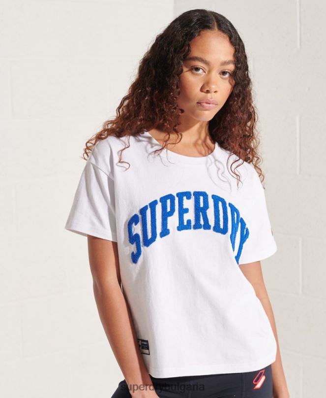 Superdry облекло N00H6296 бяло Жени квадратна тениска с университетска арка
